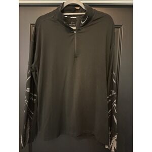 Nike Running Sweater Men Extra Large Black Solid 1/4 Zip Pullover  XL Embelished